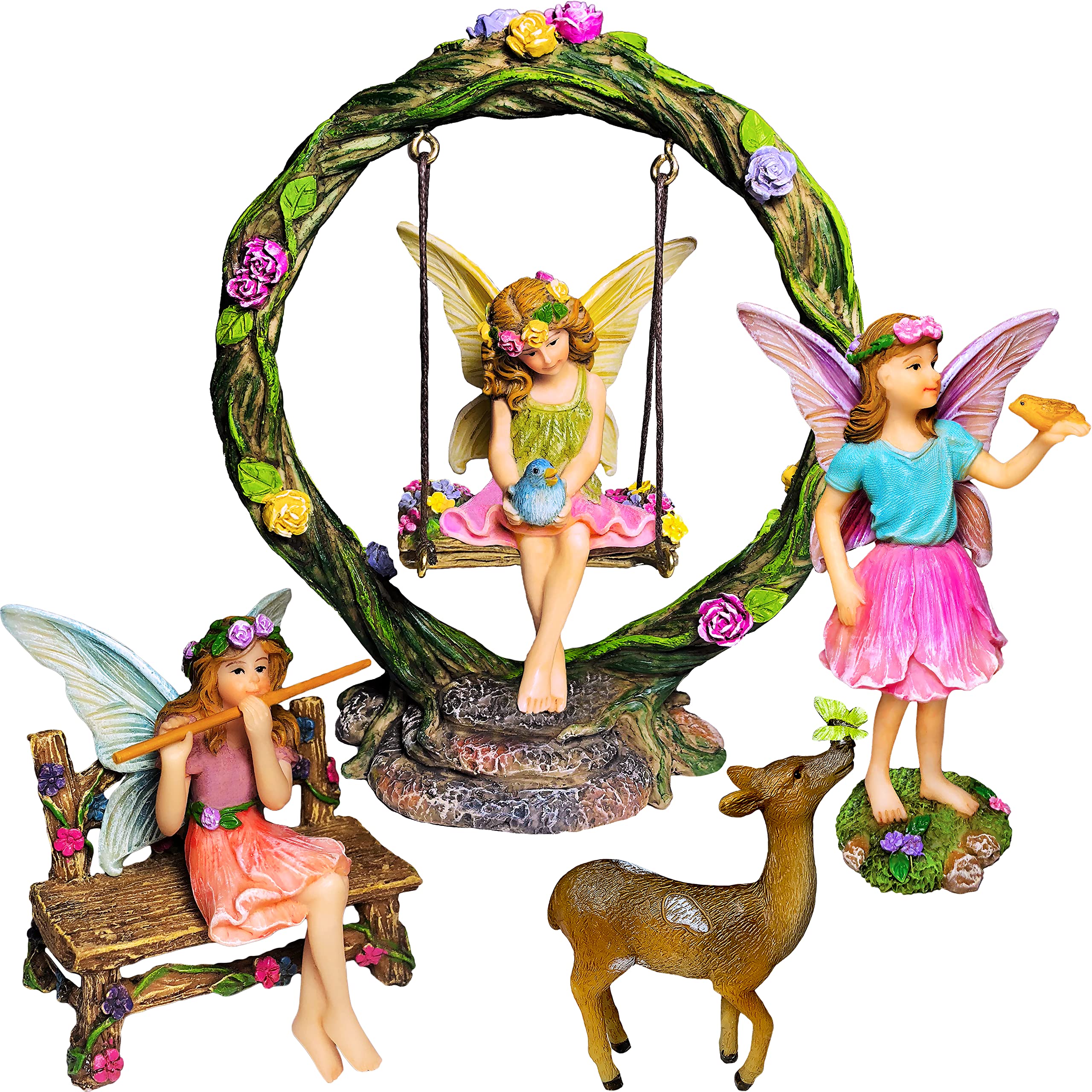 Mood Lab Fairy Garden Kit swing-set figures for enchanting outdoor or indoor display