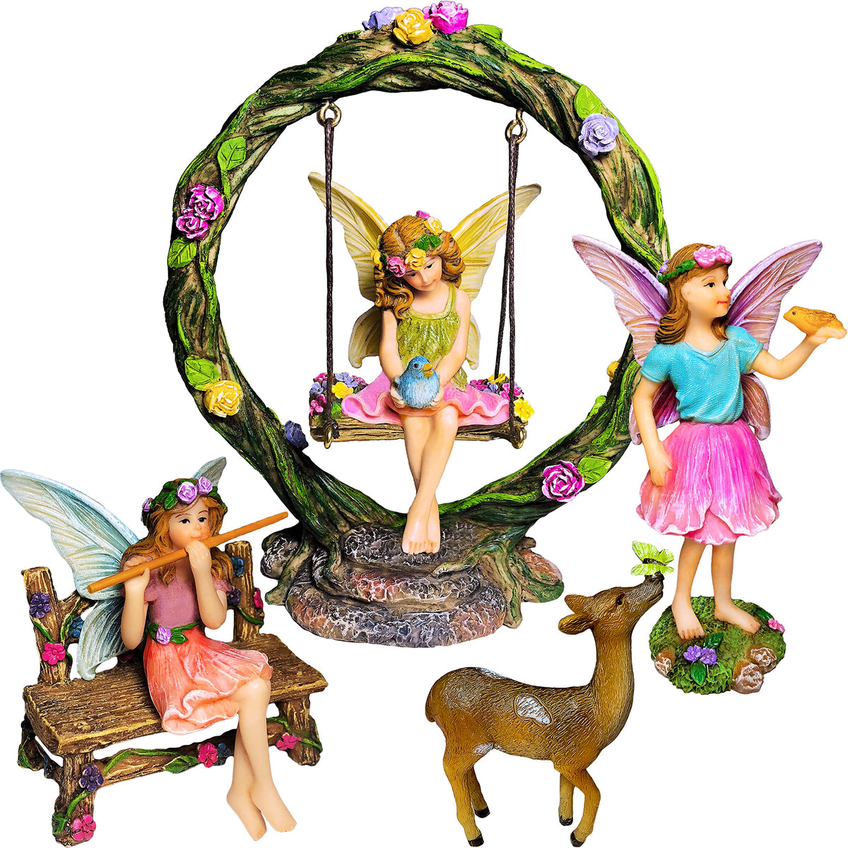 Mood Lab Fairy Garden Kit swing-set figures for enchanting outdoor or indoor display