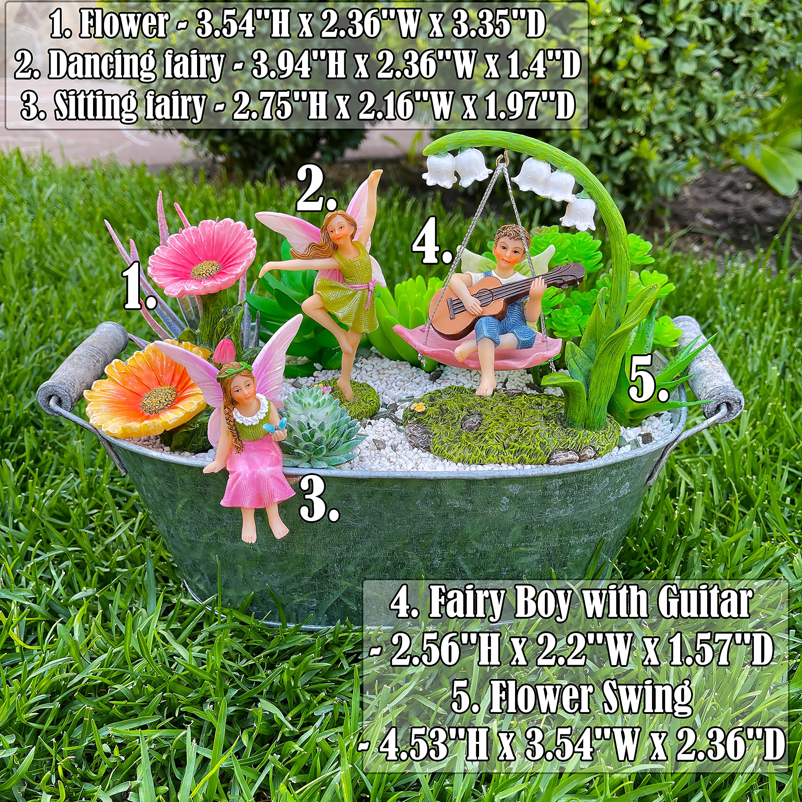 Mood Lab Fairy Garden miniature fairies—hand-painted figures add charm to any garden.