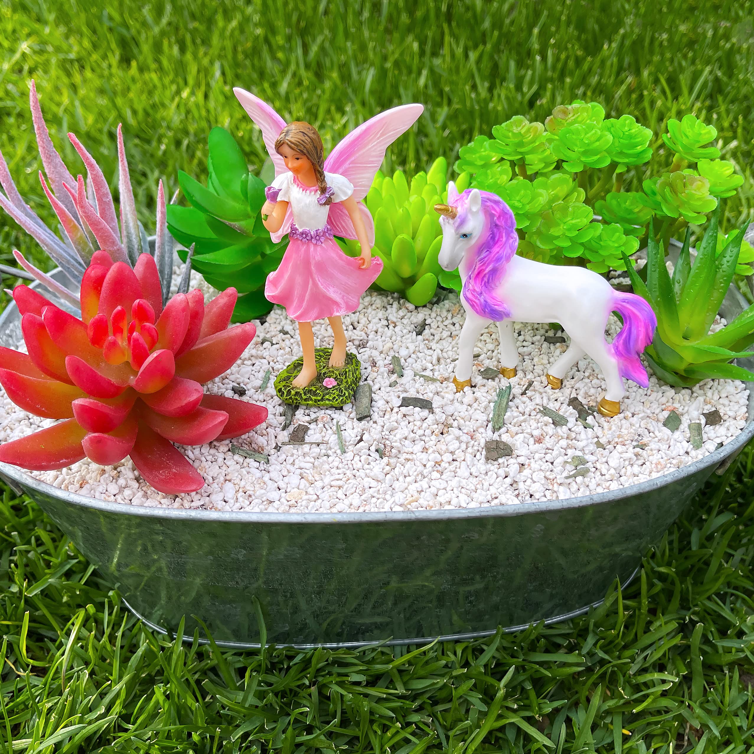 Mood Lab Fairy Garden miniature unicorn figurine for interior shelves.