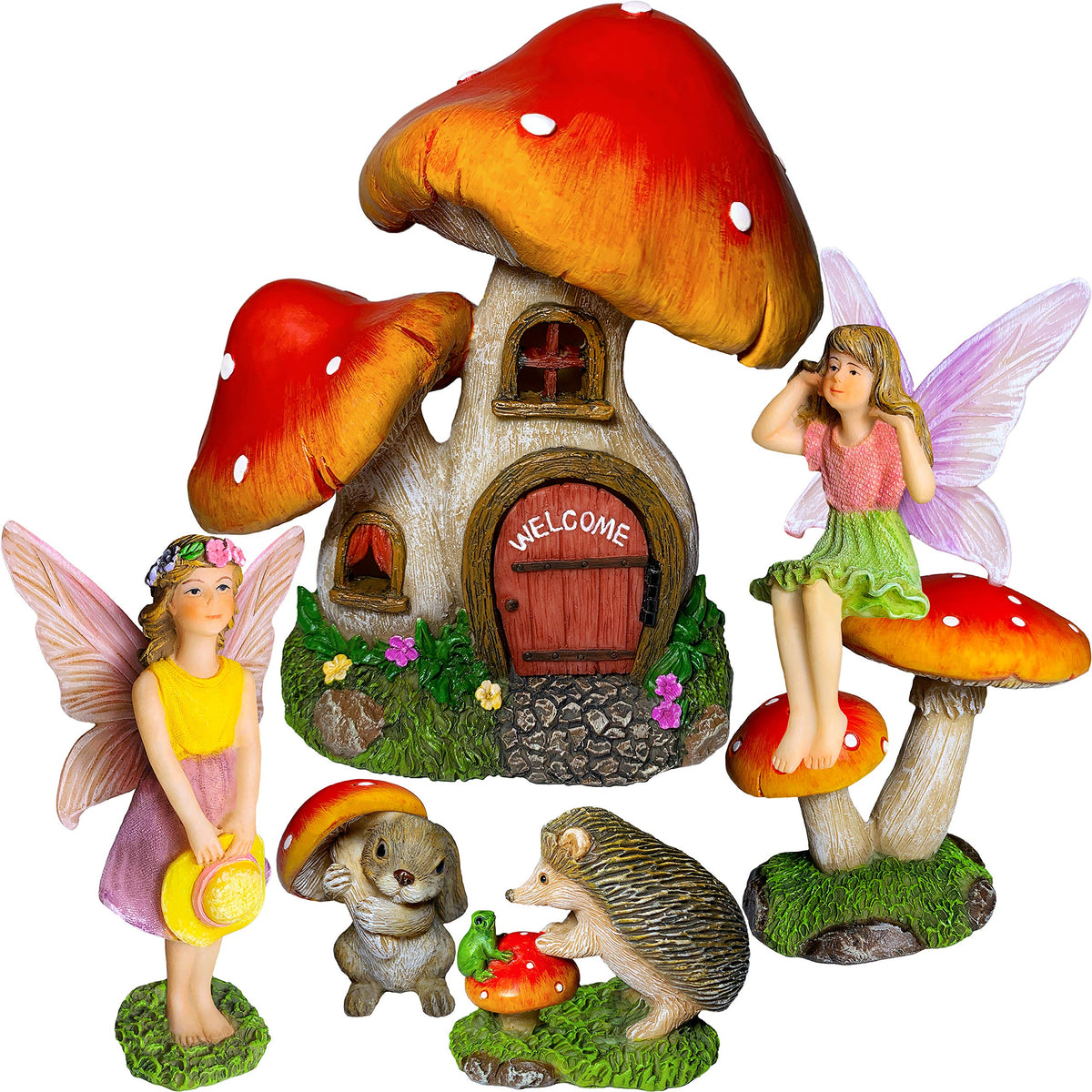 Mood Lab Fairy Garden Mushroom House 01, charming resin decor for indoor fairy displays.