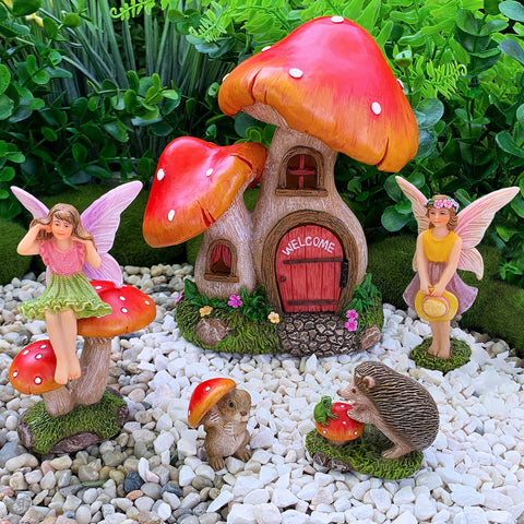 Mood Lab Fairy Garden Mushroom House 06, lightweight decor perfect for shelves and patios.