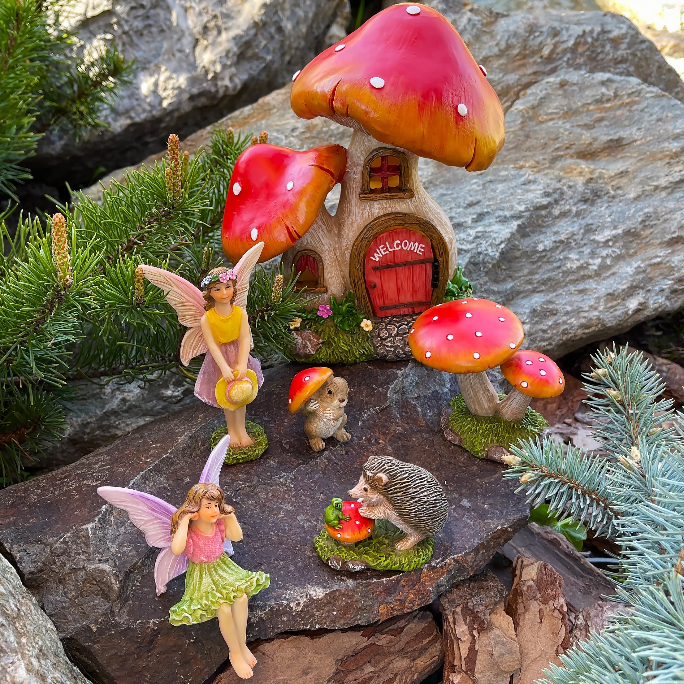 Mood Lab Fairy Garden Mushroom House 08, intricate details enhance any fairy garden scene.
