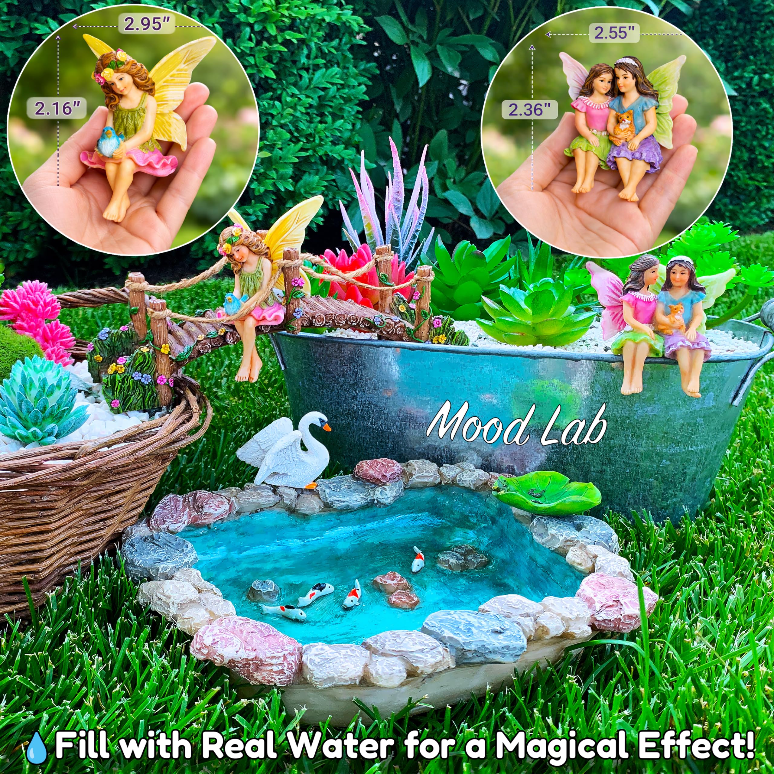 Mood Lab Fairy Garden Swan figurine enhances charm around the pond