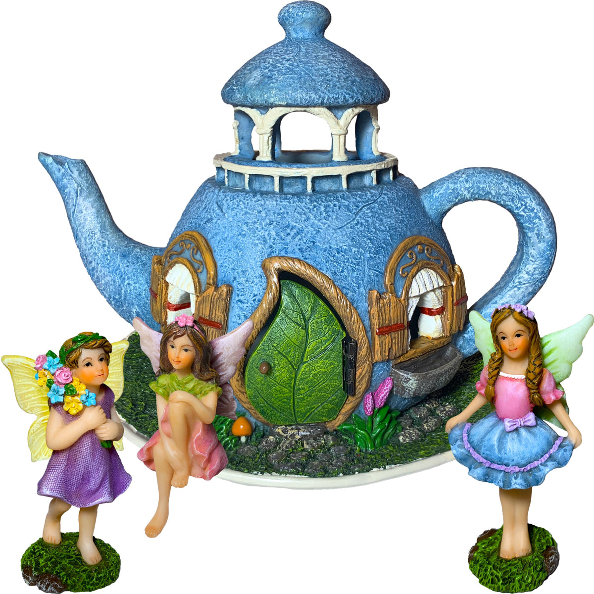 Mood Lab Fairy Garden teapot house, 7.1-inch tall, indoor or outdoor display