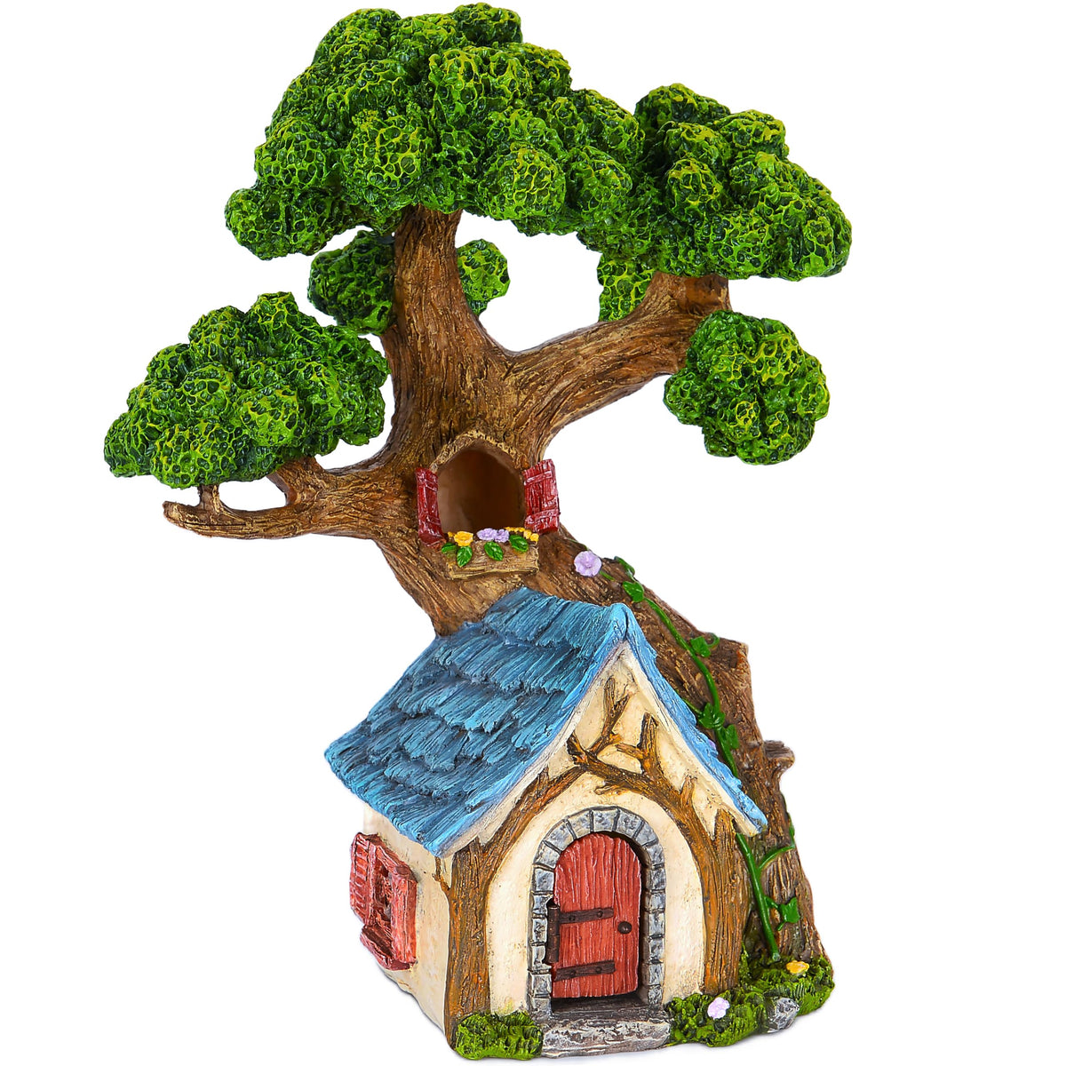 Mood Lab Fairy House front entrance in vibrant color for outdoor fairy gardens.