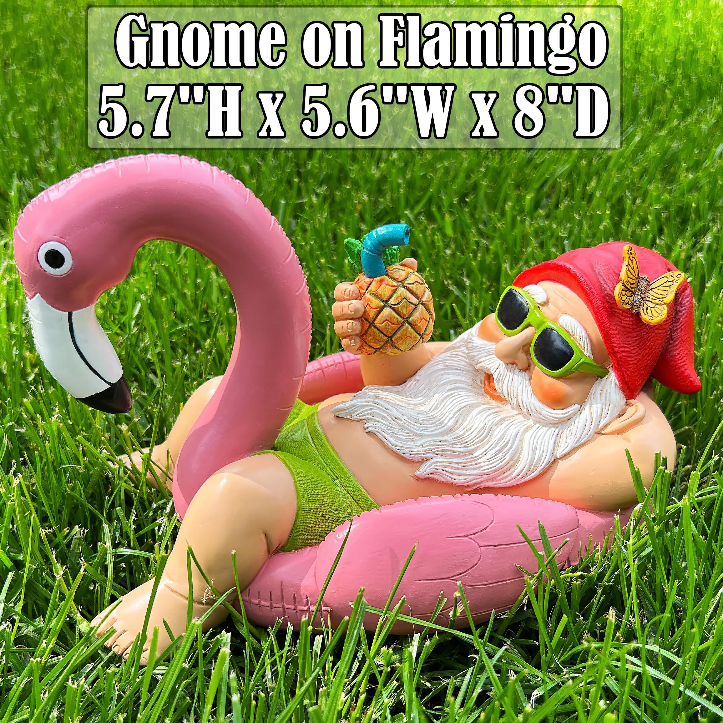 Mood Lab funny gnome figurine adds whimsy to entryways or patios.