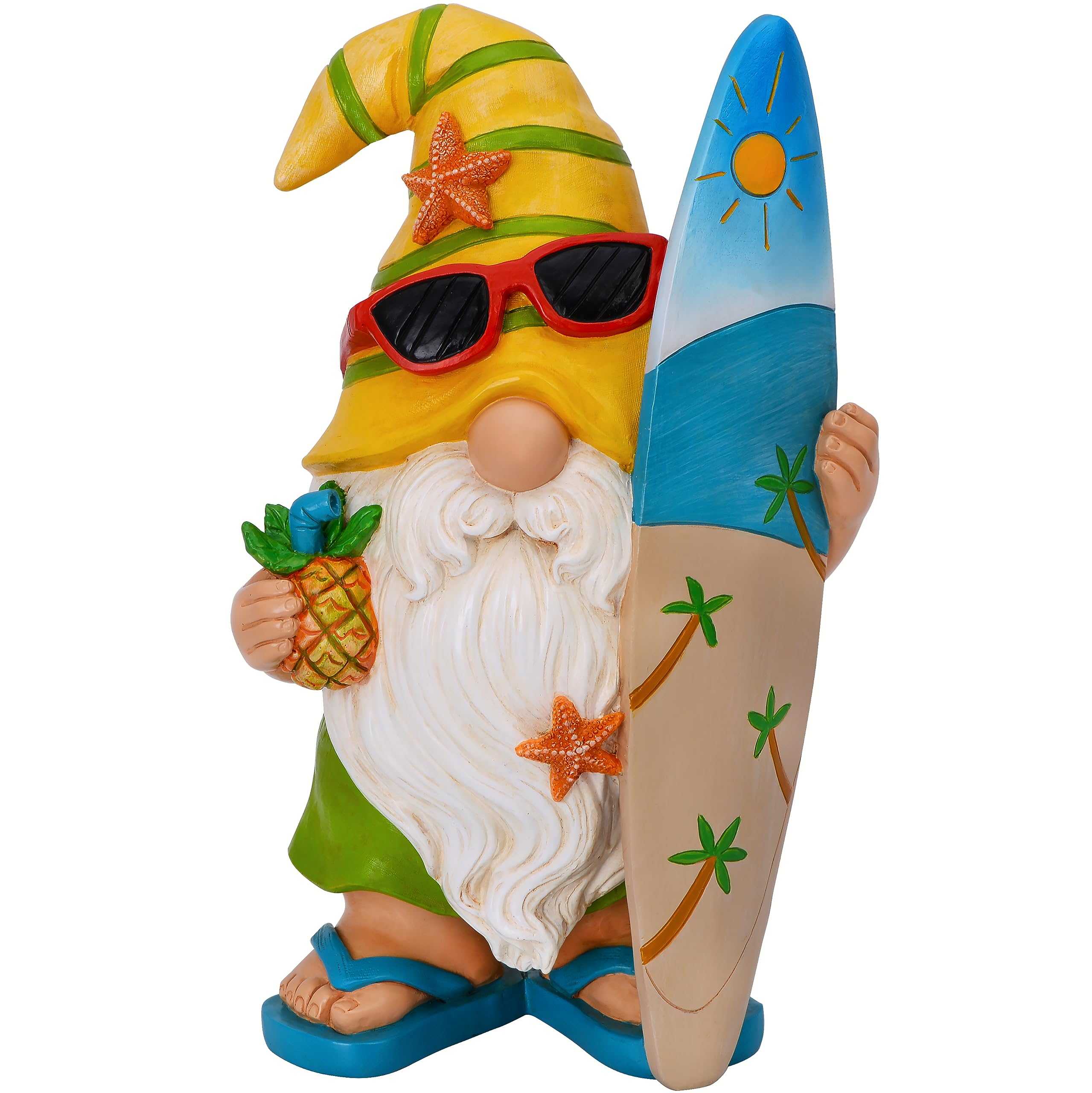 Mood Lab Garden Gnome Surfer figurine in sunny garden adds playful charm