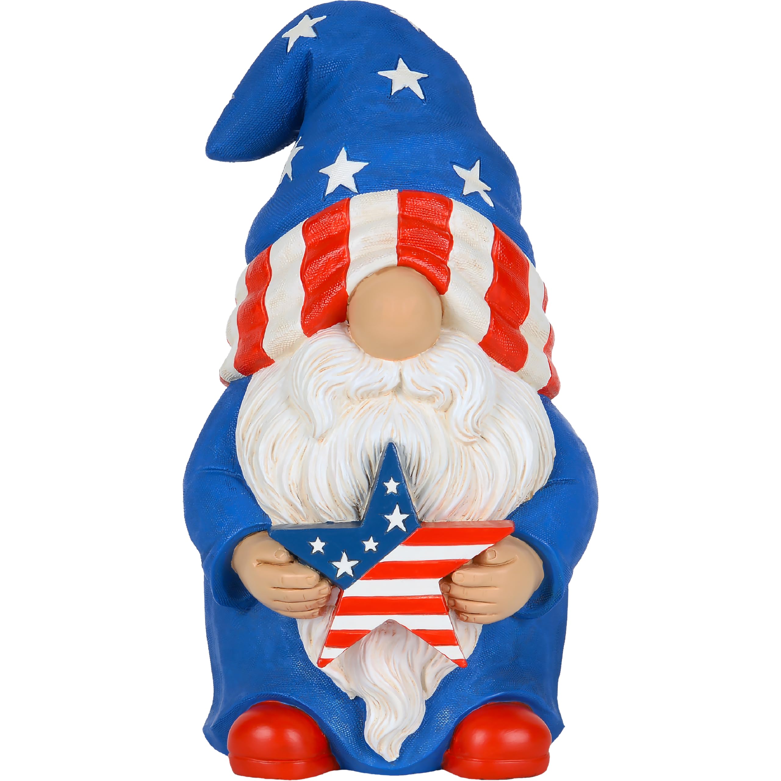 Mood Lab garden gnome in USA flag colors for outdoor patriotic display