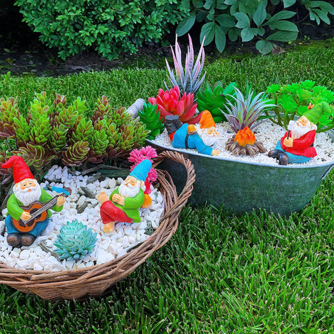 Mood Lab camping gnomes with guitar and marshmallows for cozy scene