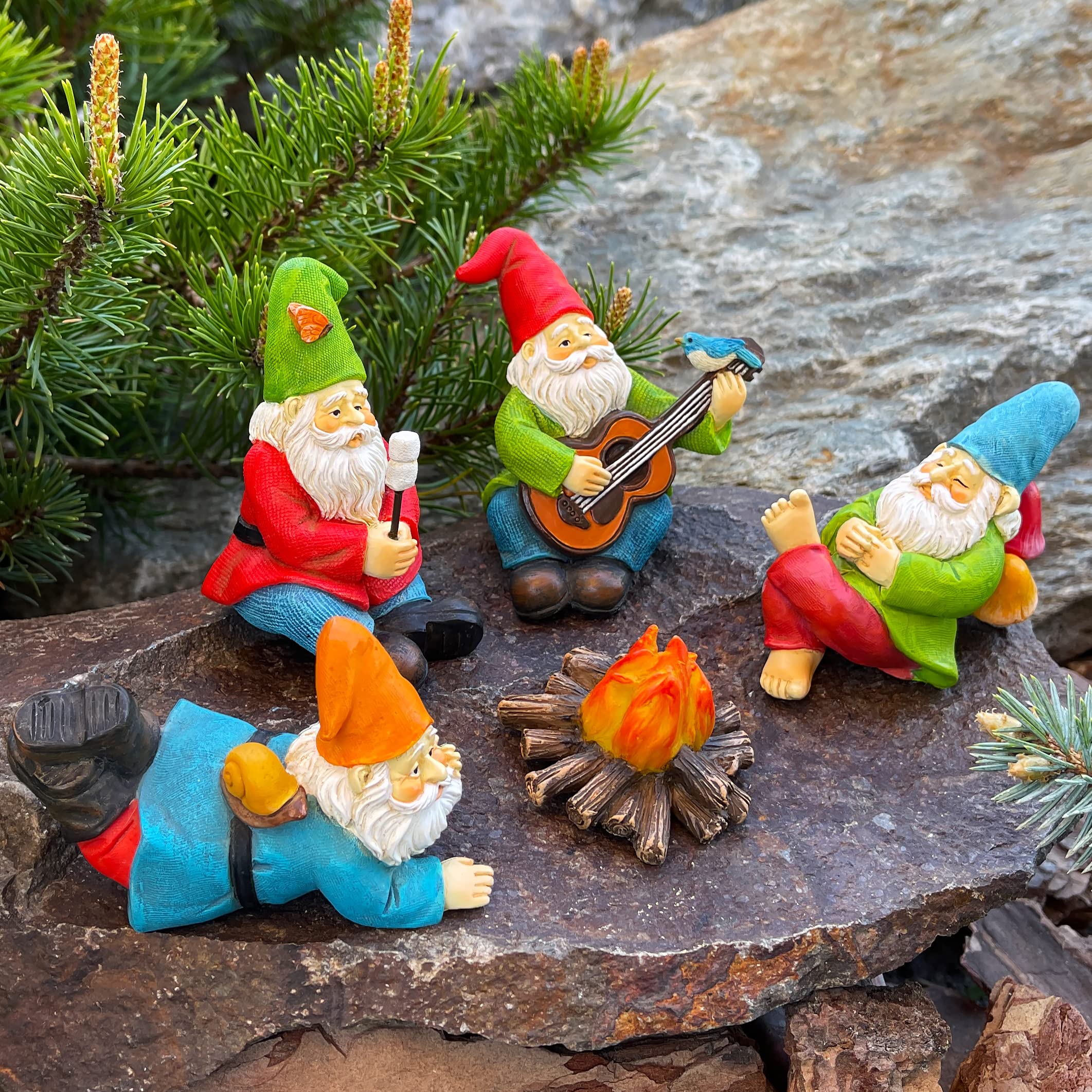 Mood Lab gnomes placed in a flower pot or terrarium for micro landscapes