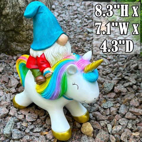 Mood Lab hand-painted gnome on unicorn adds color to patios