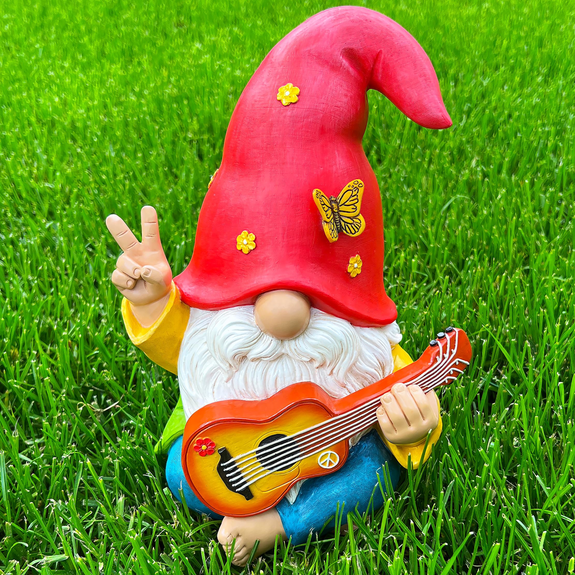 Mood Lab hand-painted gnome, bright colors boost yard appeal