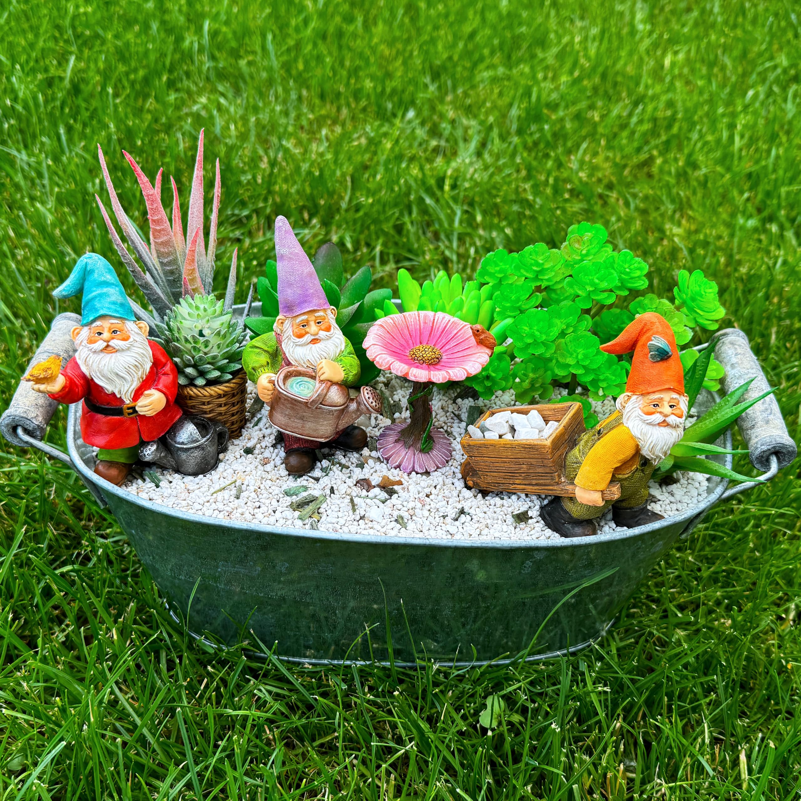 Mood Lab hand-painted gnomes with sun-protection coating for lasting color