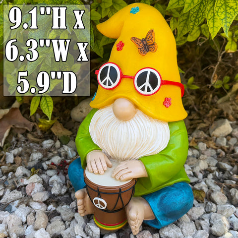 Mood Lab hippie drummer gnome lawn statue enhances curb appeal