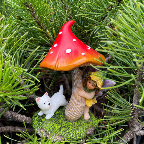 Mood Lab indoor-outdoor fairy garden decor fits any village setup.