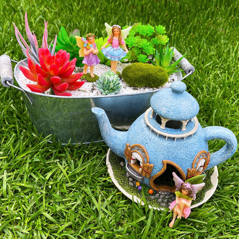 Mood Lab indoor-outdoor display setup for fairy garden villages