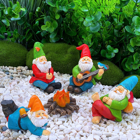 Mood Lab gnomes shown indoors and outdoors for versatile display