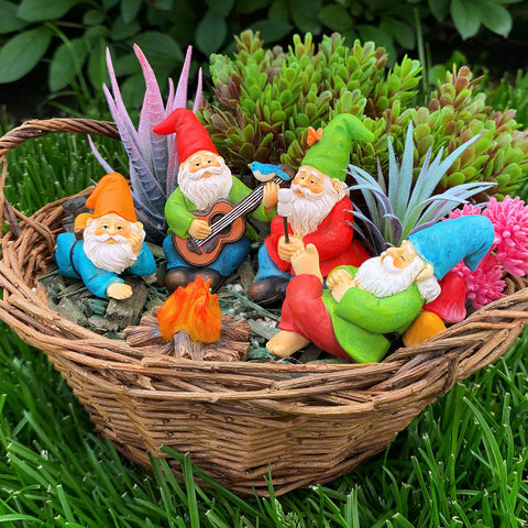 Mood Lab miniature gnomes hand-painted with durable resin finish