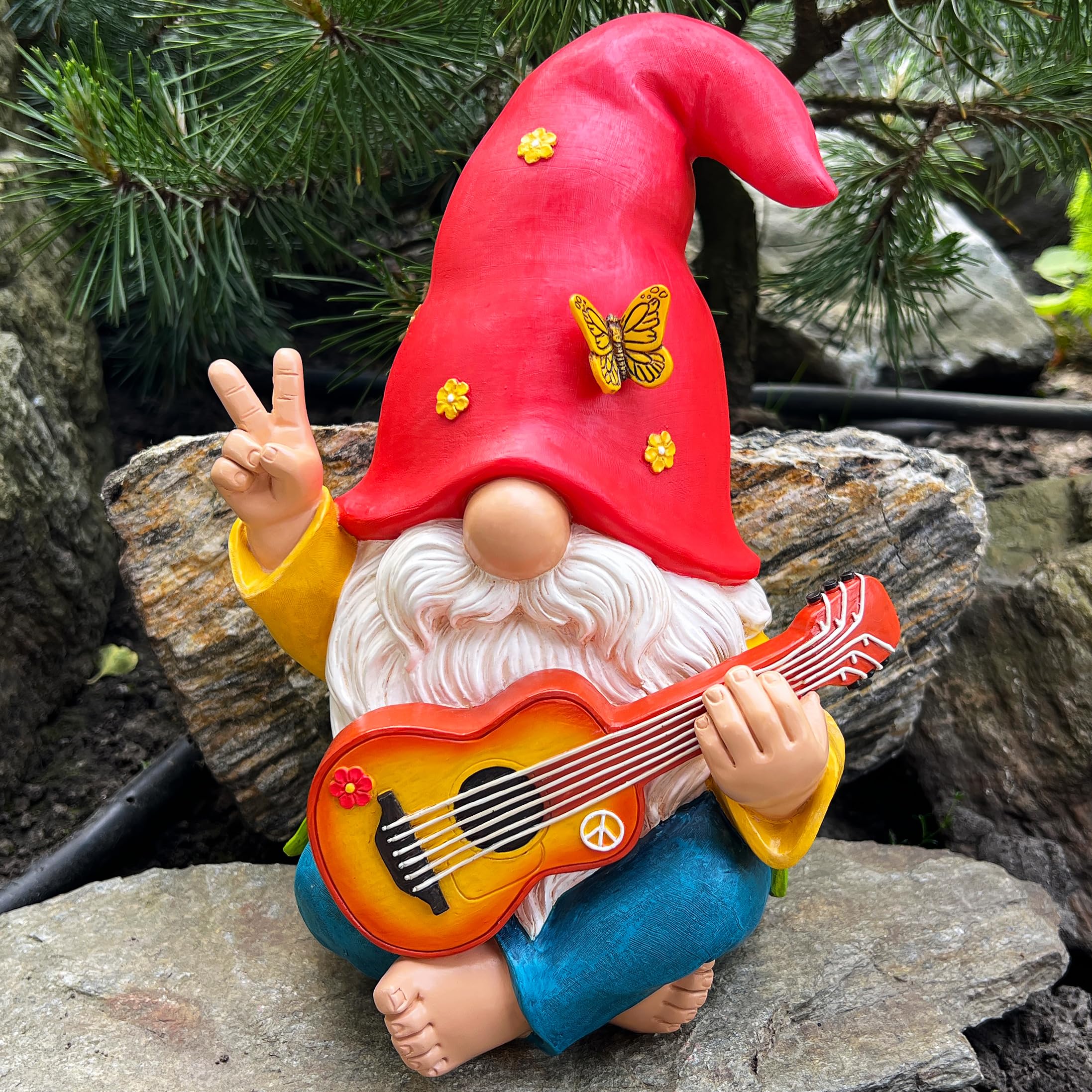 Mood Lab outdoor garden gnome, a vibrant lawn decor accent