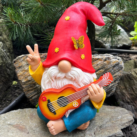 Mood Lab outdoor garden gnome, a vibrant lawn decor accent