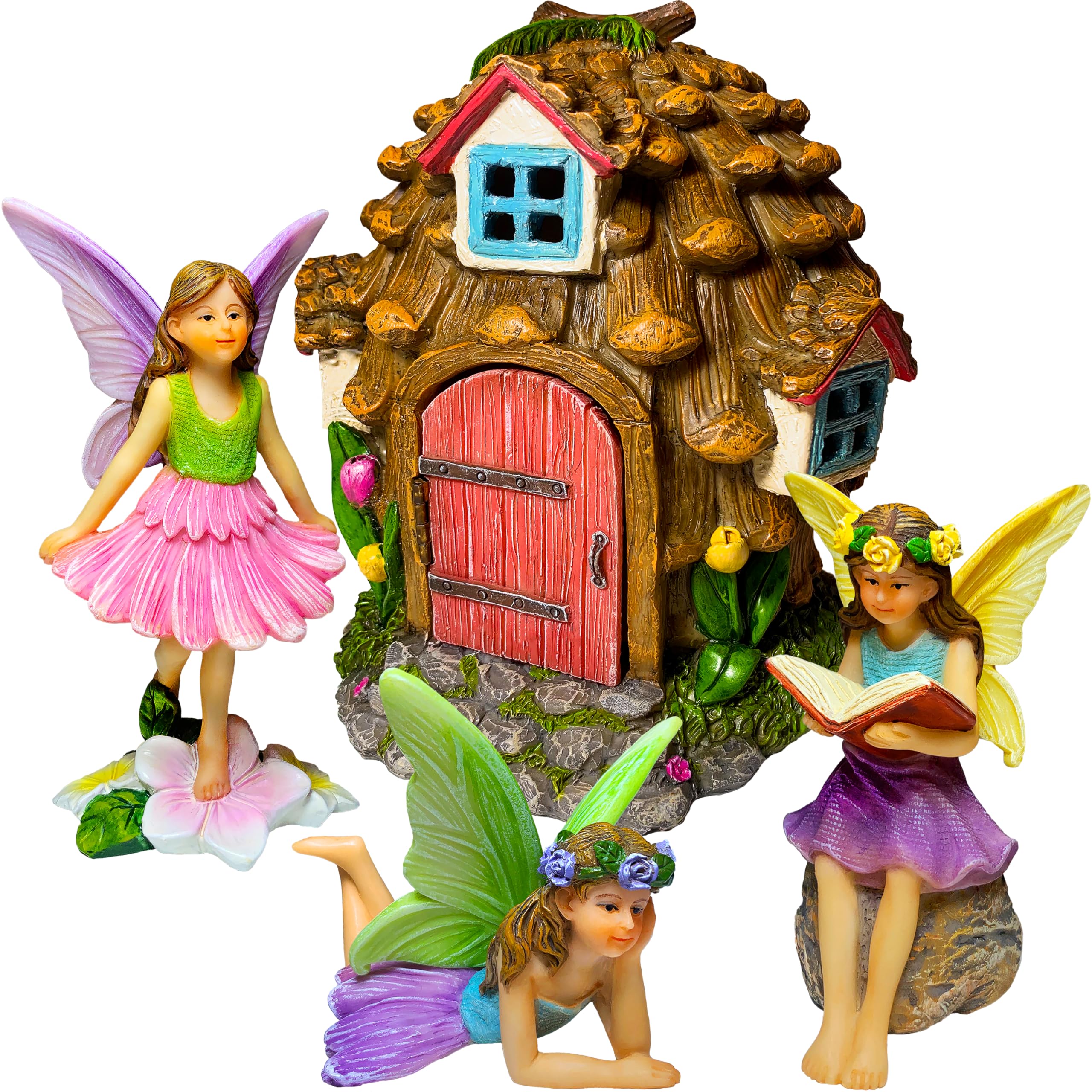 Mood Lab Pinecone Fairy House 4-pcs set adds whimsical outdoor or indoor decor