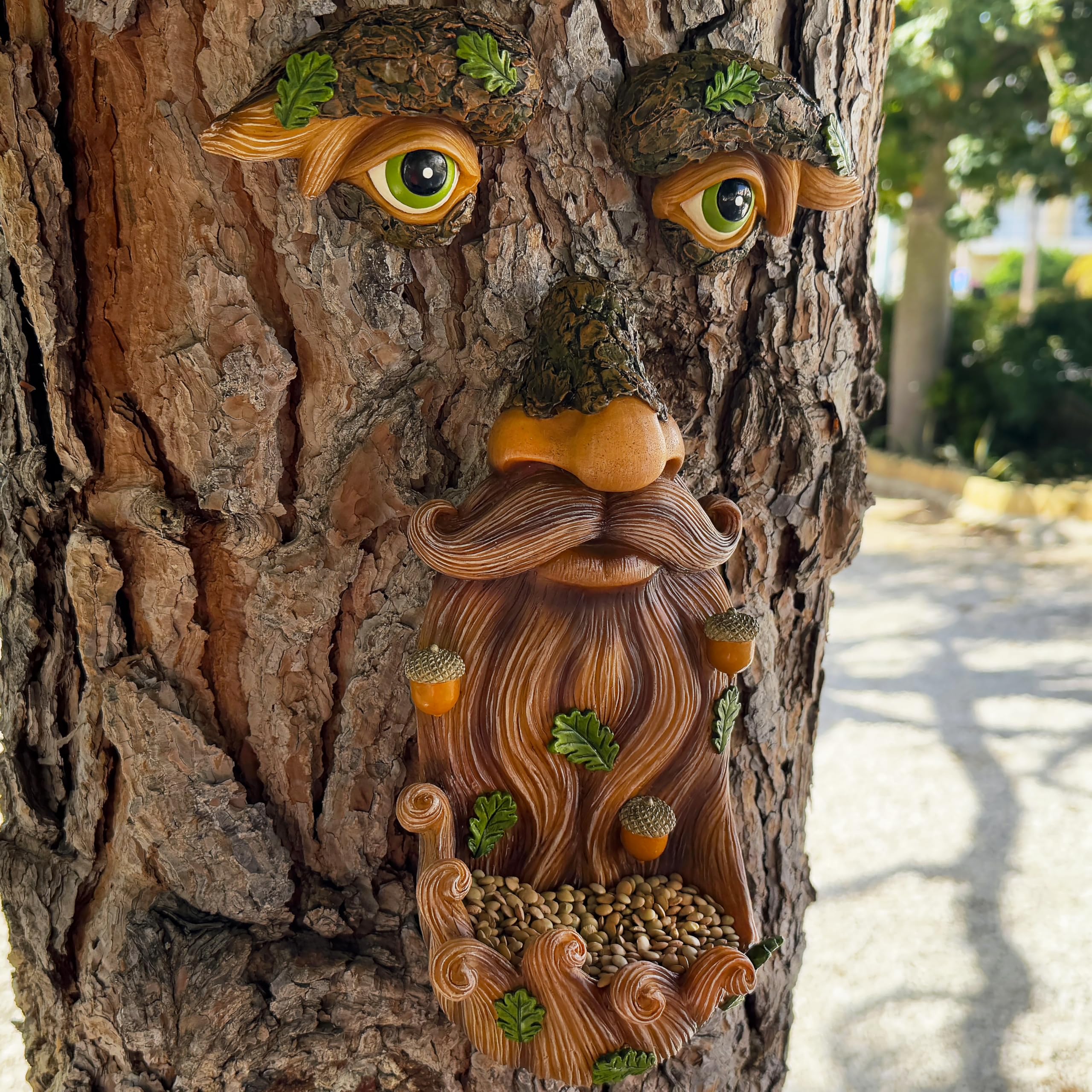 Mood Lab Tree Face Decor acorn texture adds playful conversation piece