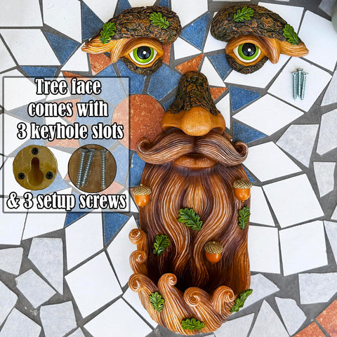 Mood Lab Tree Face Decor detail of natural colors enhances outdoor realism
