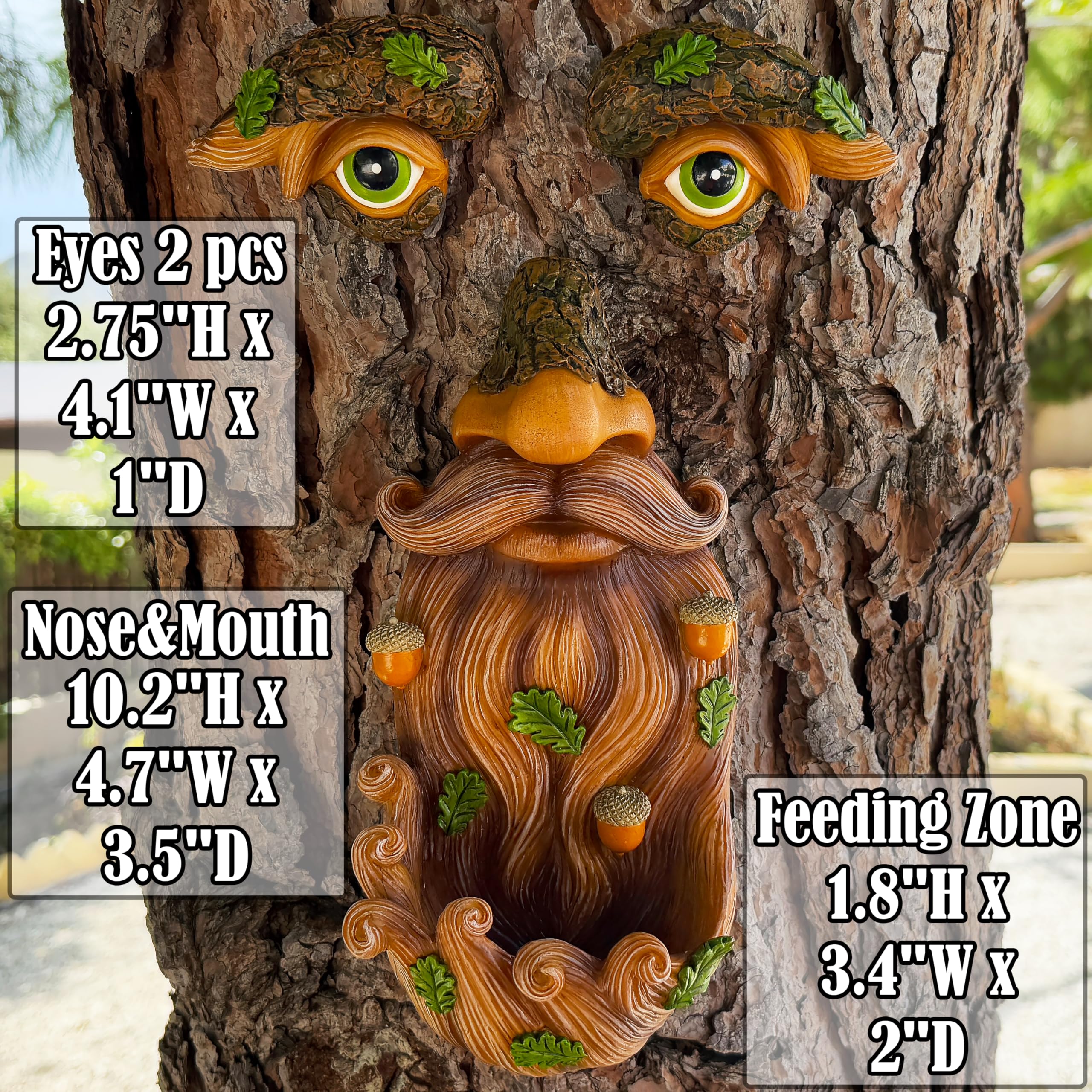 Mood Lab Tree Face Decor side view shows hugger design for yard focal point