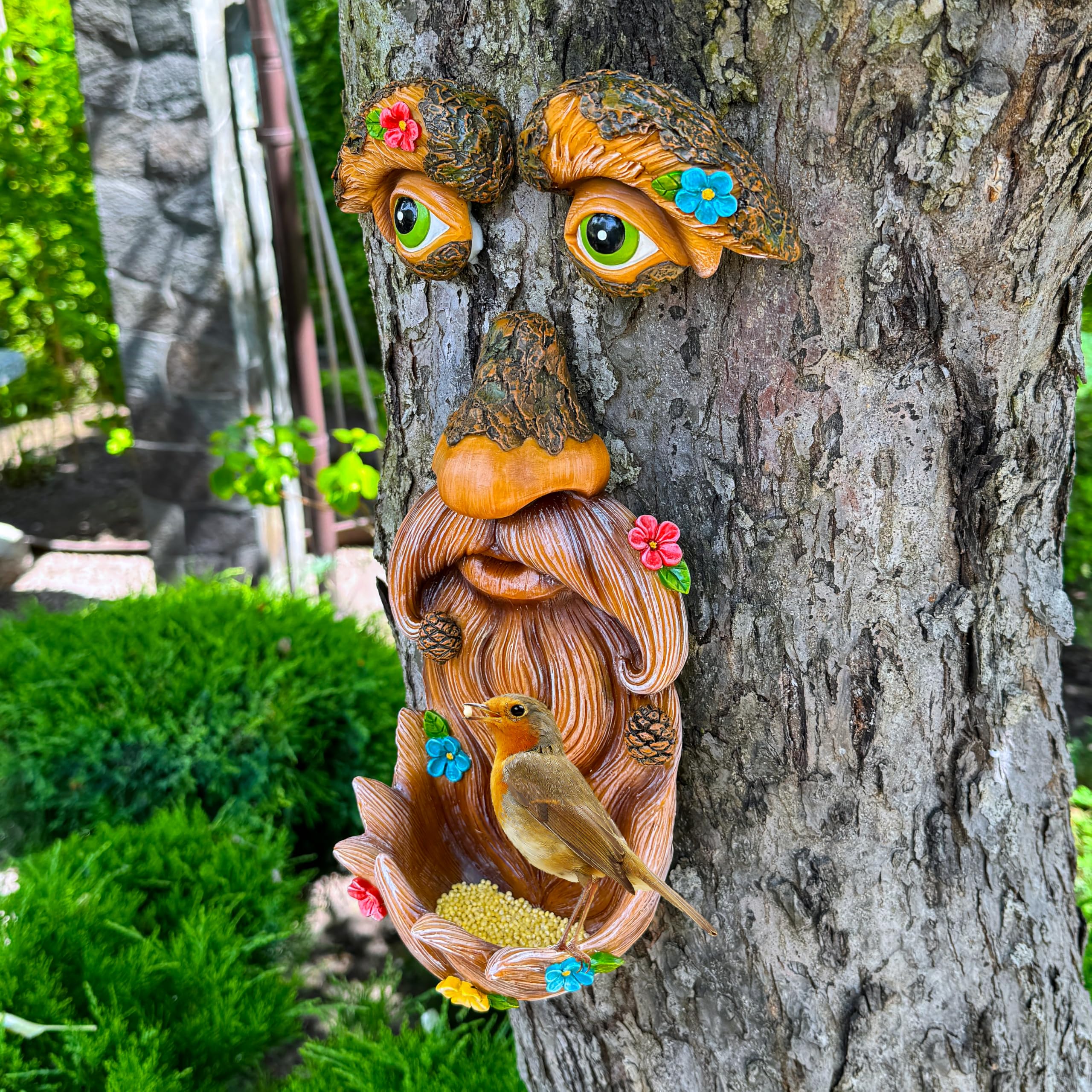 Mood Lab Yard Art Statue brightens patios with playful old-man visage.