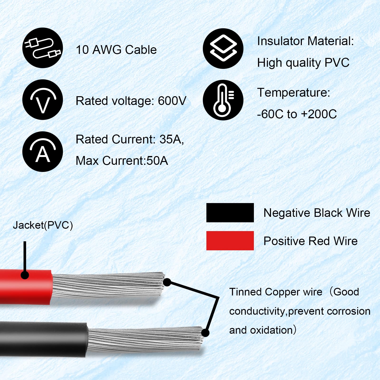 MOOKEERF 10AWG solar extension cable reduces power loss over distance.