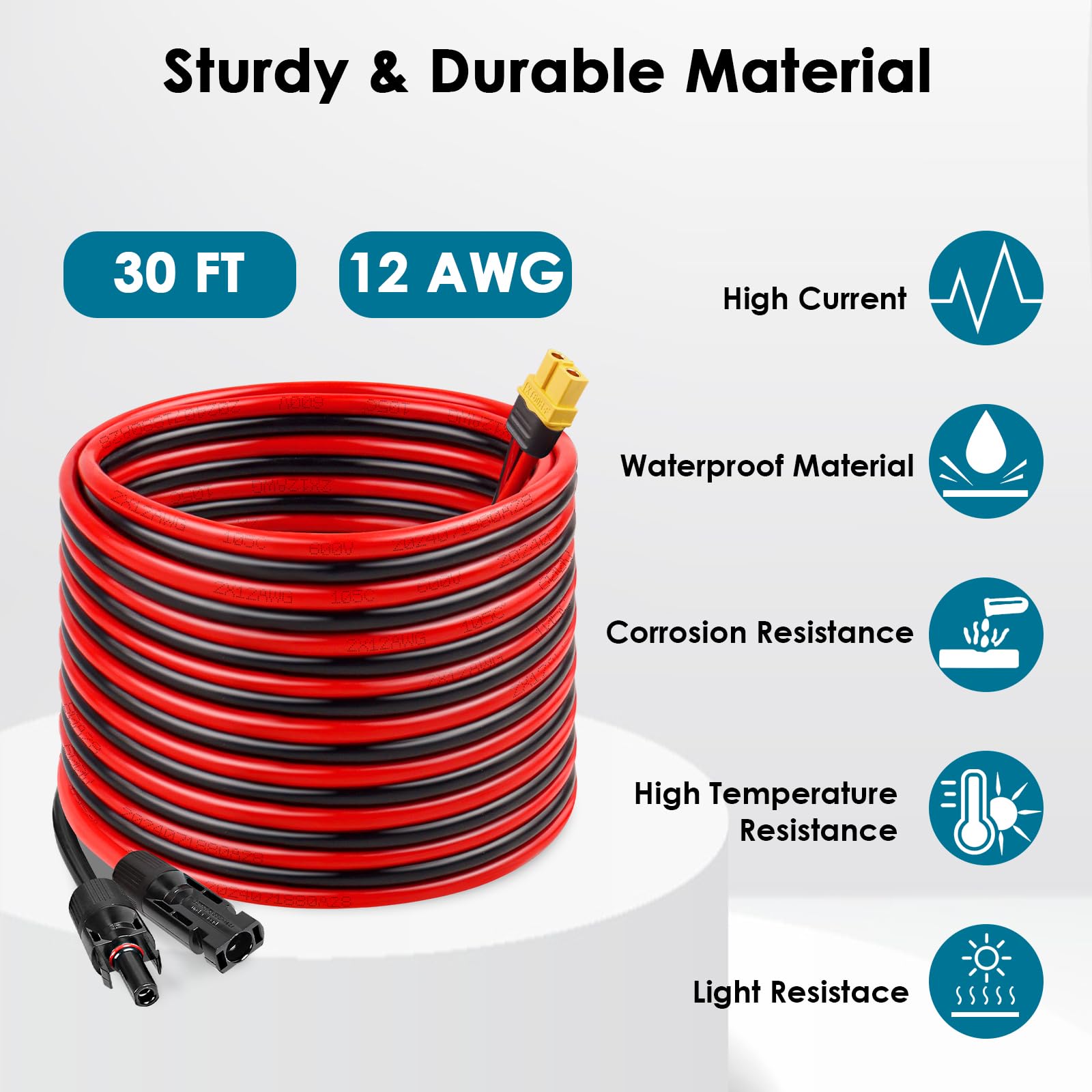 MOOKEERF solar cable connects panels to generators for reliable charging