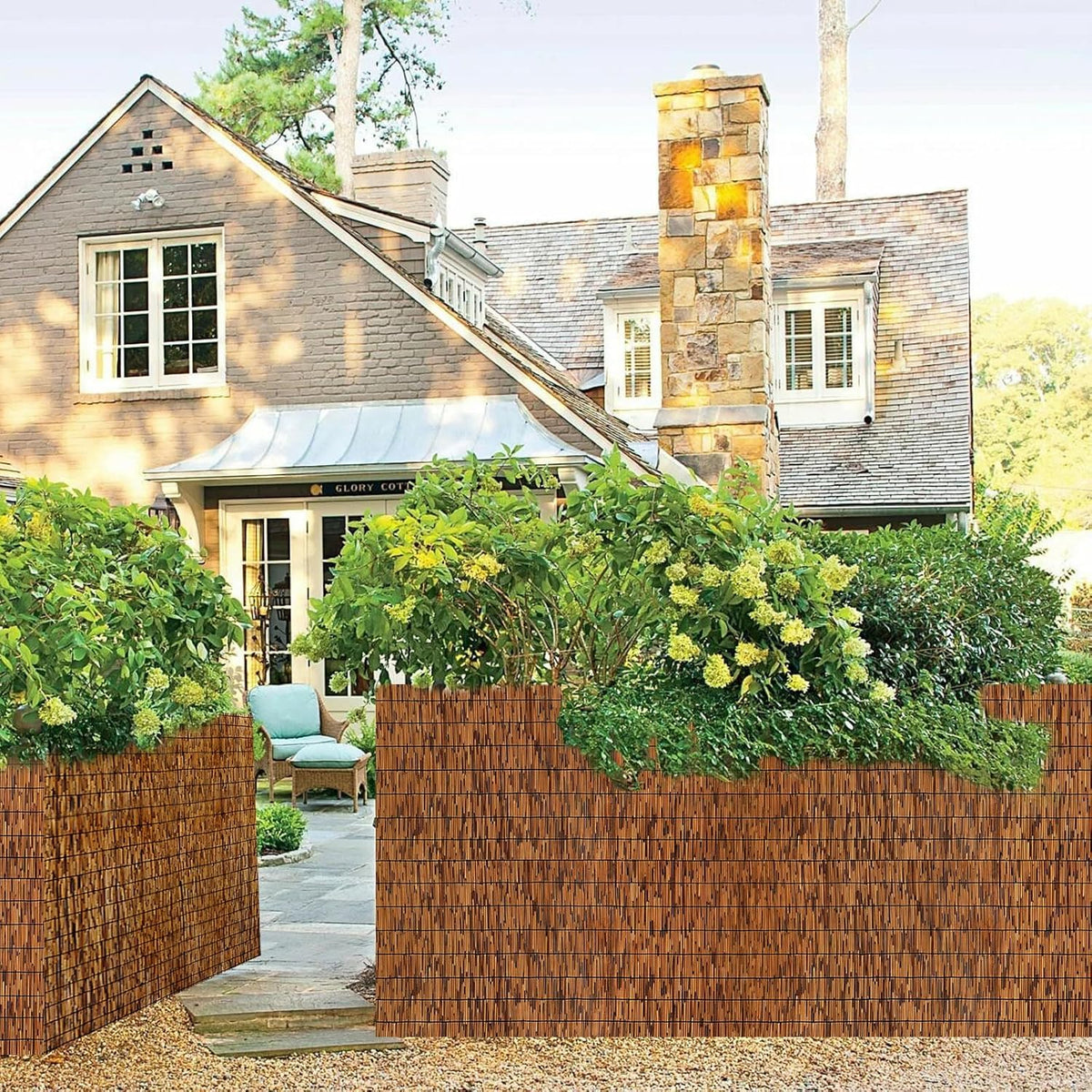MOOKNAT reed bamboo screen fencing 4ft x 16.4ft in brown creates privacy and shade.