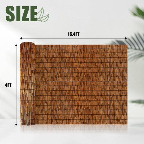 MOOKNAT reed bamboo screen fencing on balcony enhances privacy and adds natural texture.