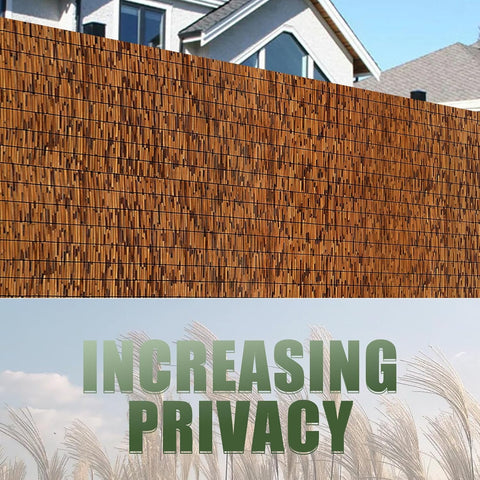 MOOKNAT natural material reed fence blends with landscape, flexible for uneven terrain.