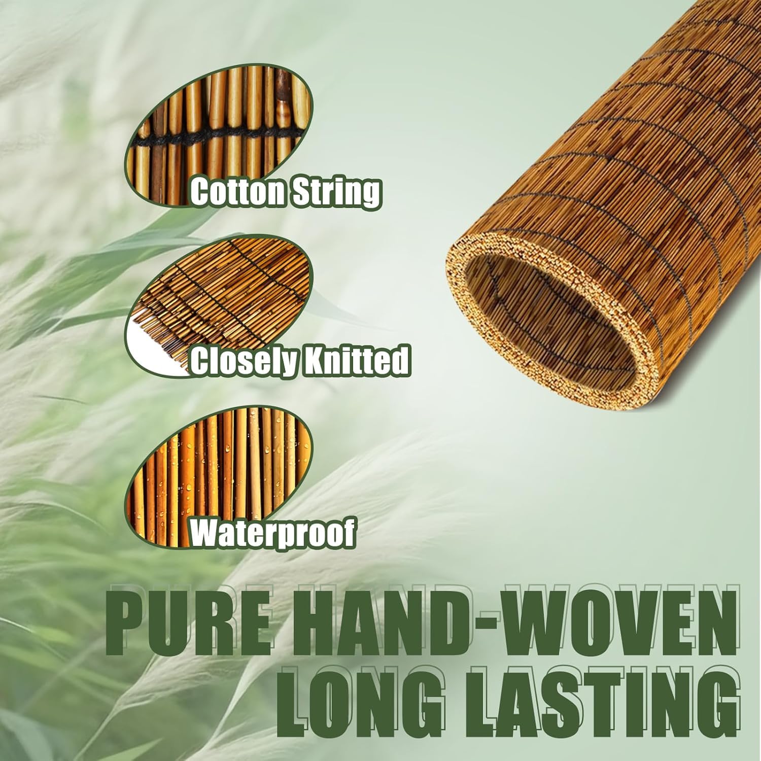 MOOKNAT reed bamboo screen fencing for outdoor garden borders, easy-to-install privacy solution.