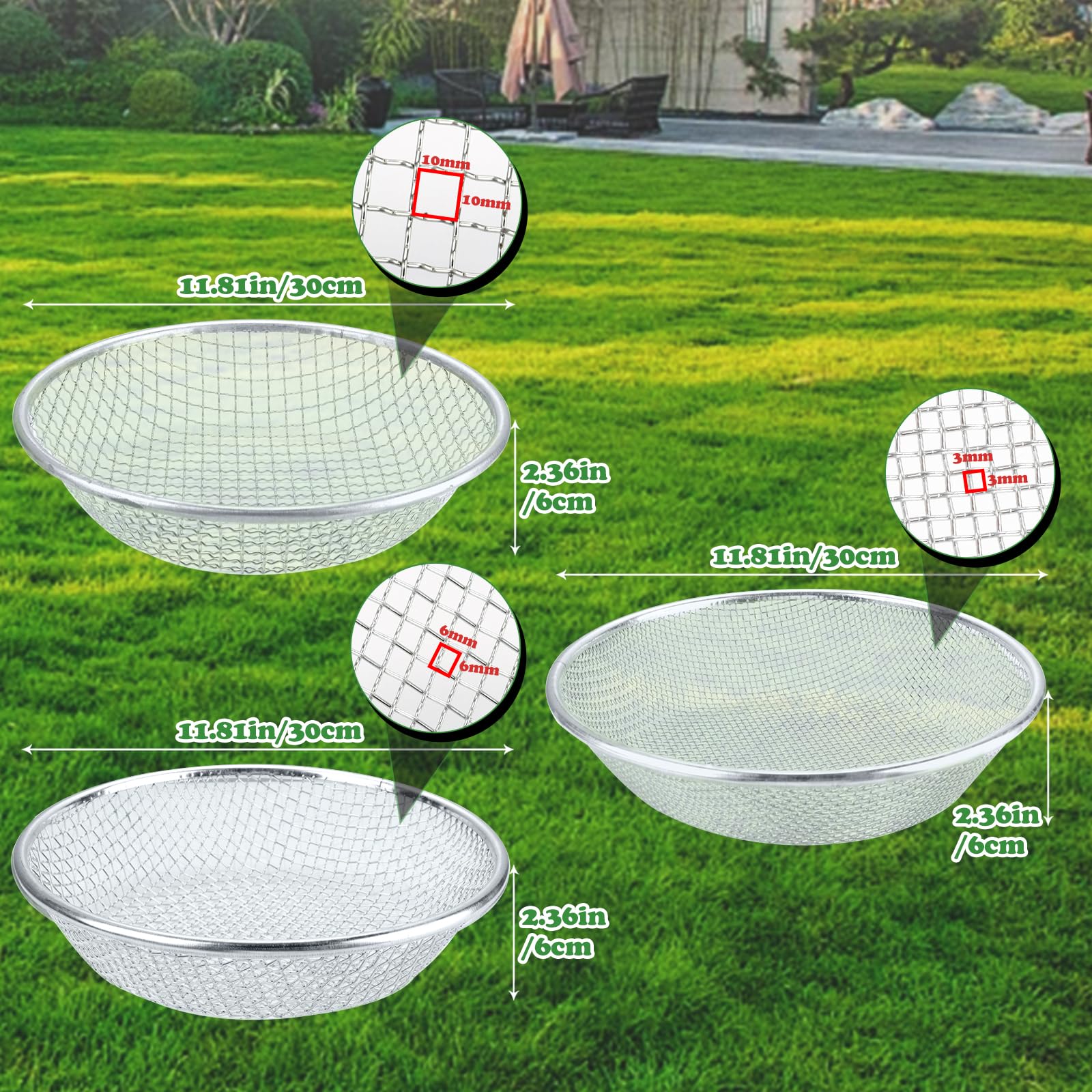 Moonateen 3Pcs soil sifter side frame highlights rugged outdoor build.