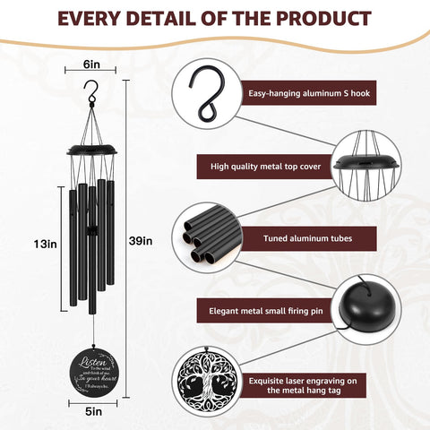 Gift-ready Mooncraftlogy sympathy wind chimes with card and box