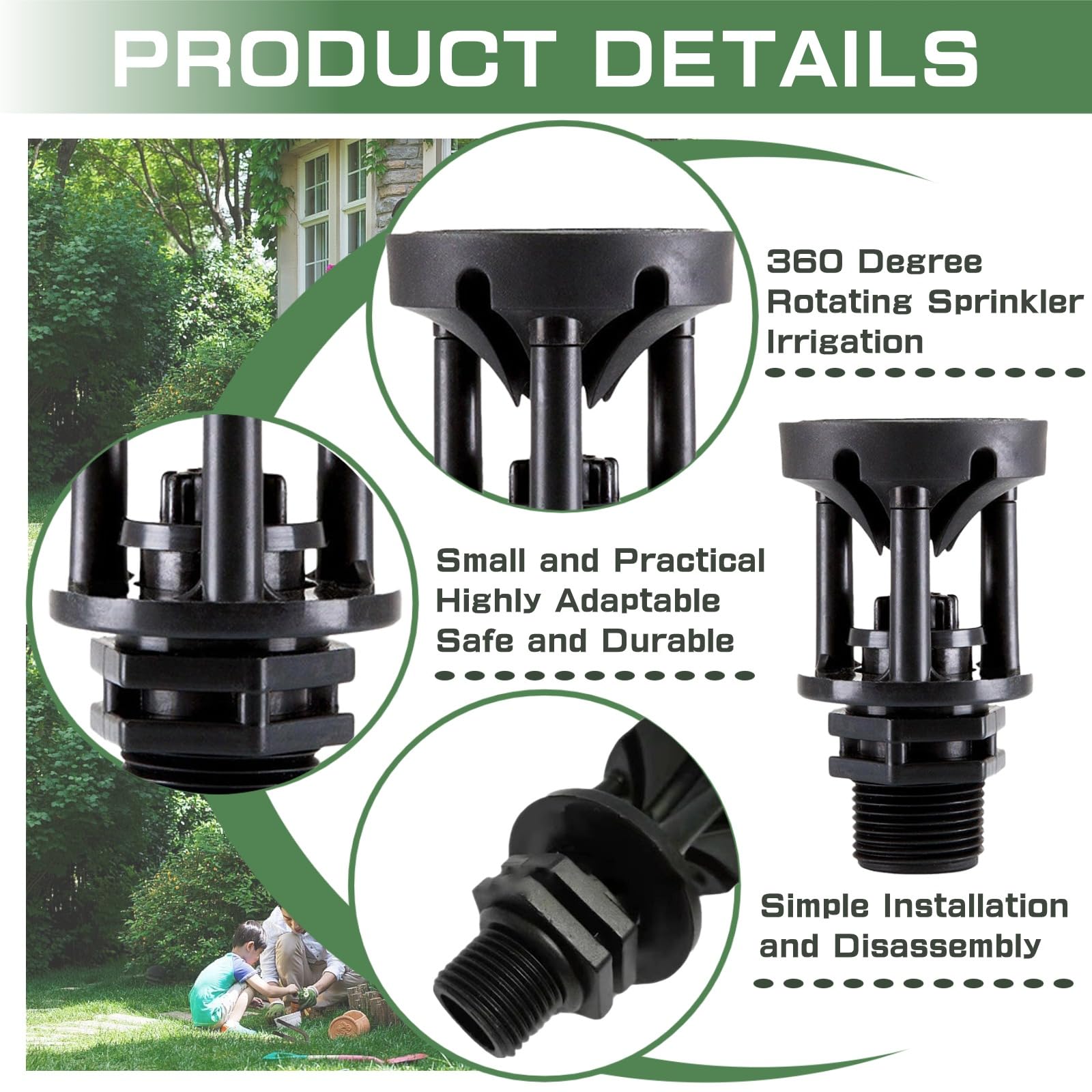 MOONDKIST water saving wobble sprinkler reduces evaporation during irrigation.