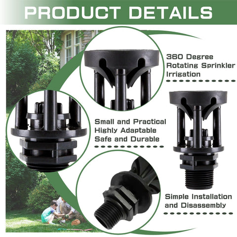 MOONDKIST water saving wobble sprinkler reduces evaporation during irrigation.