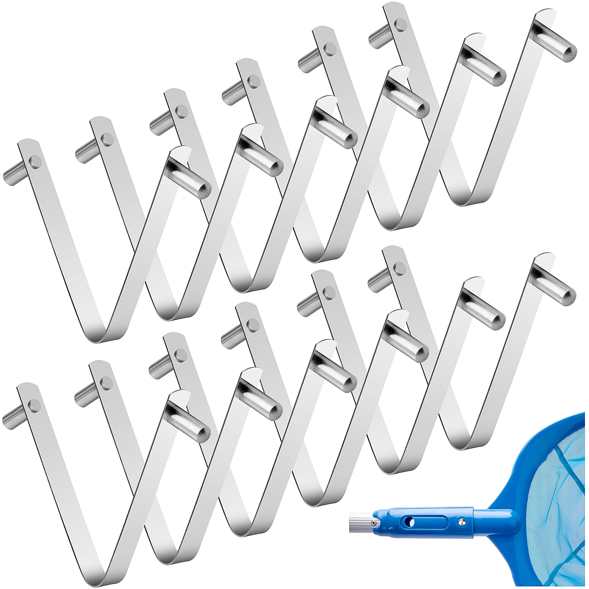 Moonoom butterfly clip pool tool secures skimmer attachments for quick tool changes.
