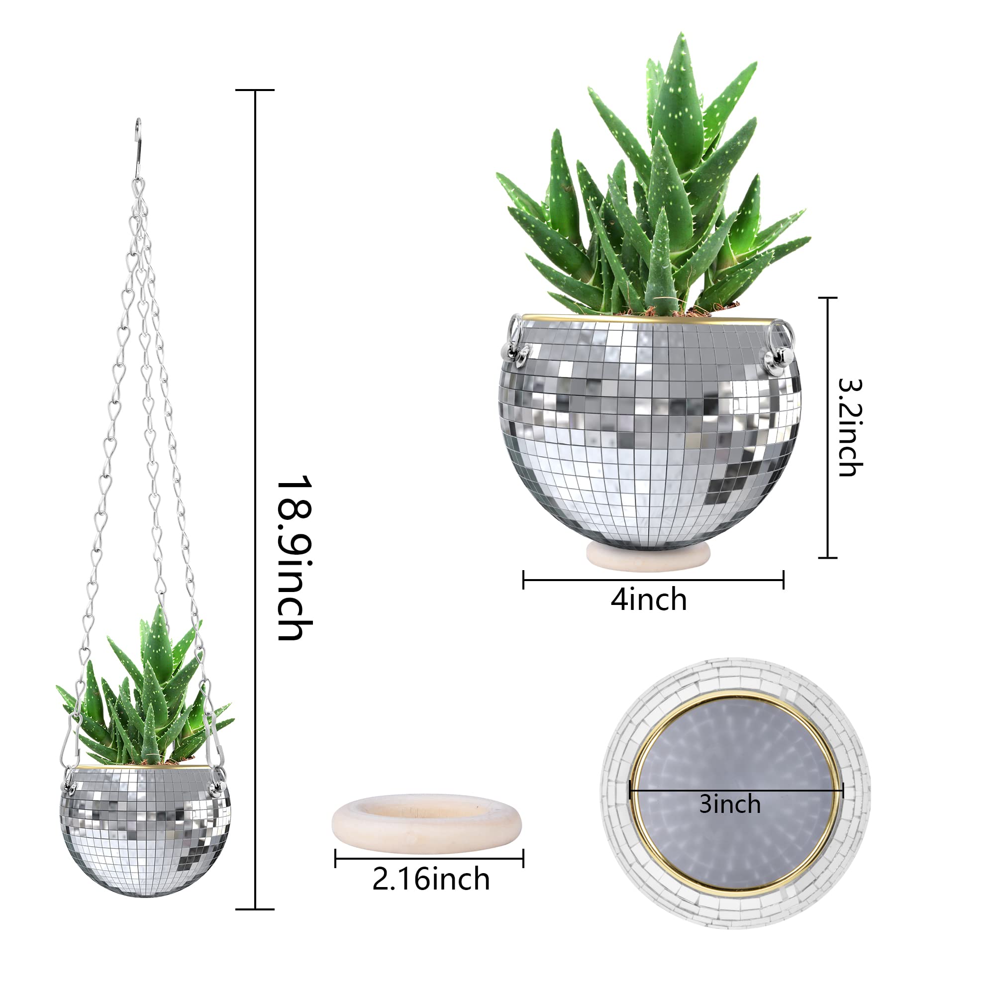 Moonoom disco ball planter hanging setup adds boho charm to spaces.