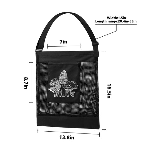 Moonoom mushroom hunting bag with mesh open for quick harvest checks.