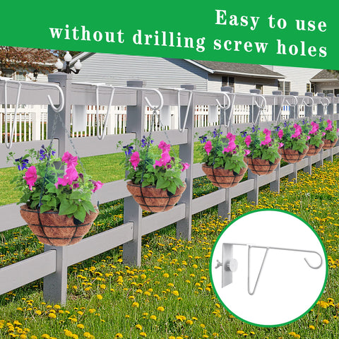 Moonoom no drill installation demonstrated on a fence with a hanging plant