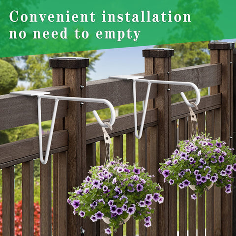 Moonoom white fence hooks blending with fence while adding outdoor decor