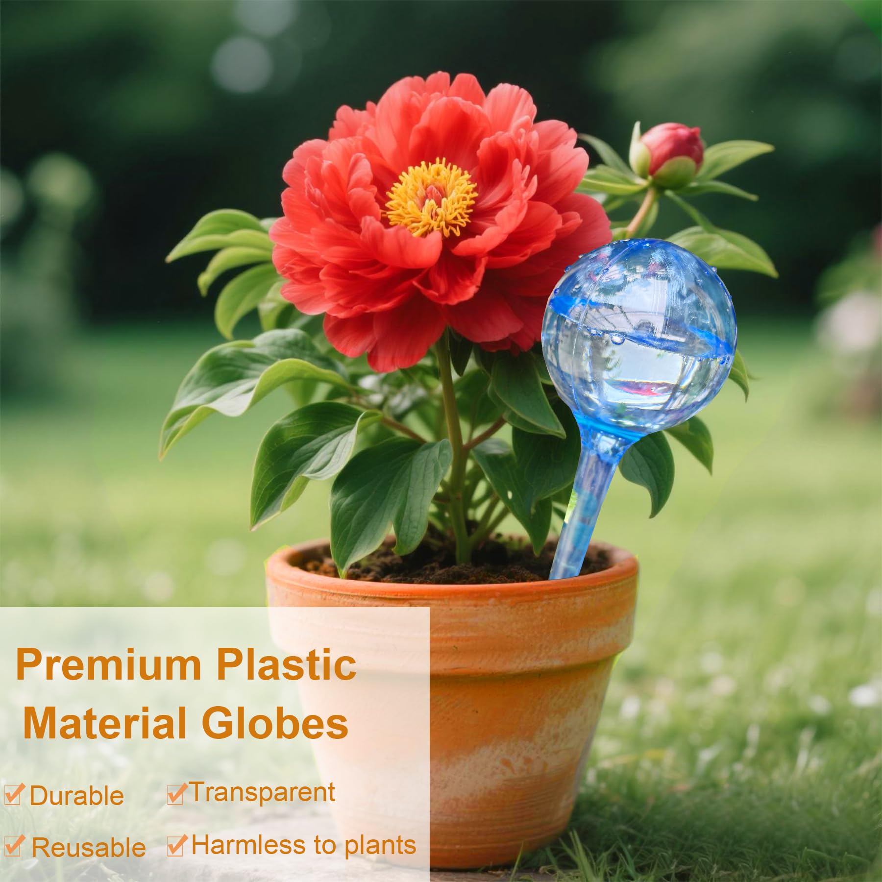 MOONSOUND globes placed in soil delivering steady moisture to roots.