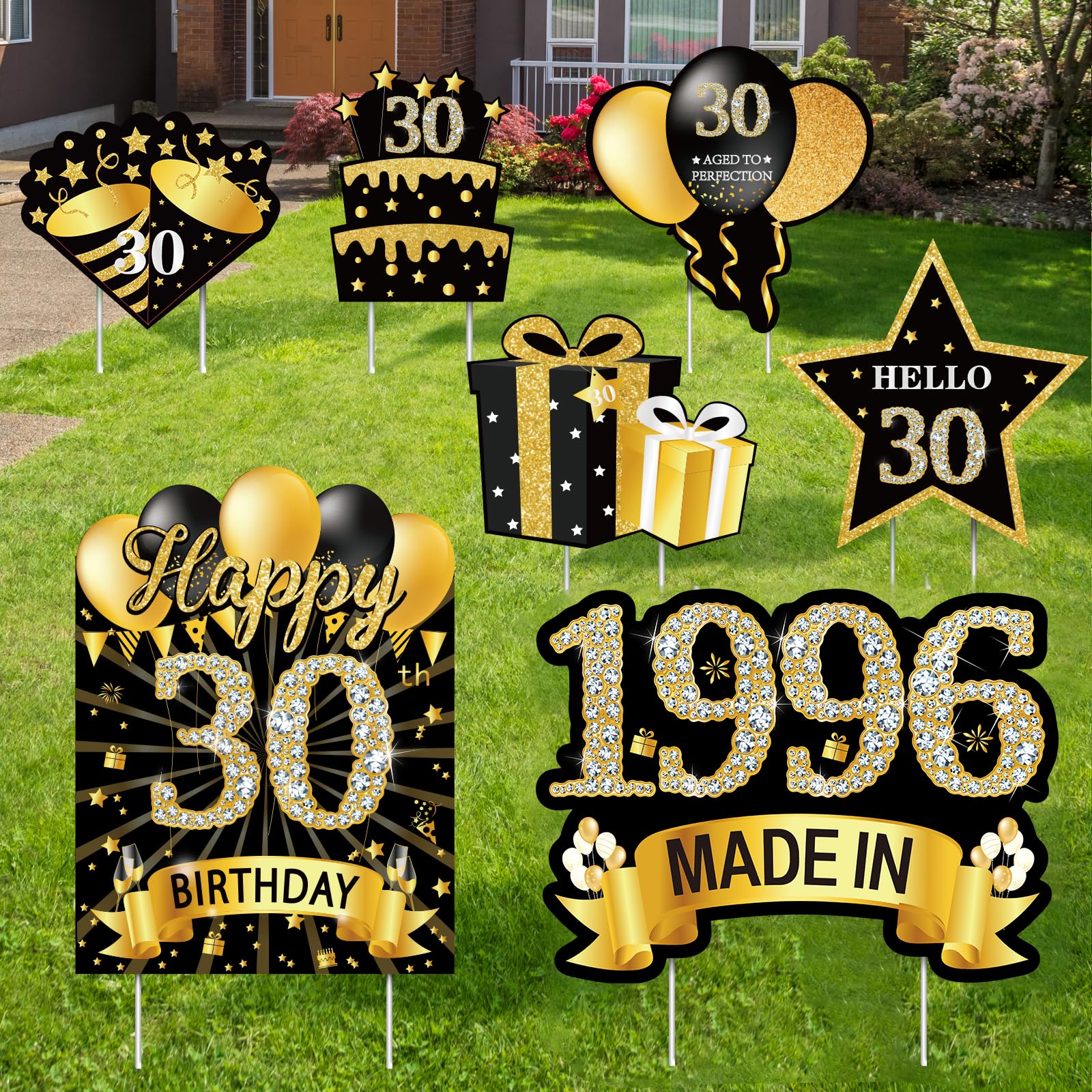 MOORAY 30th birthday yard sign with 'Happy 30th' headline for outdoor celebrations