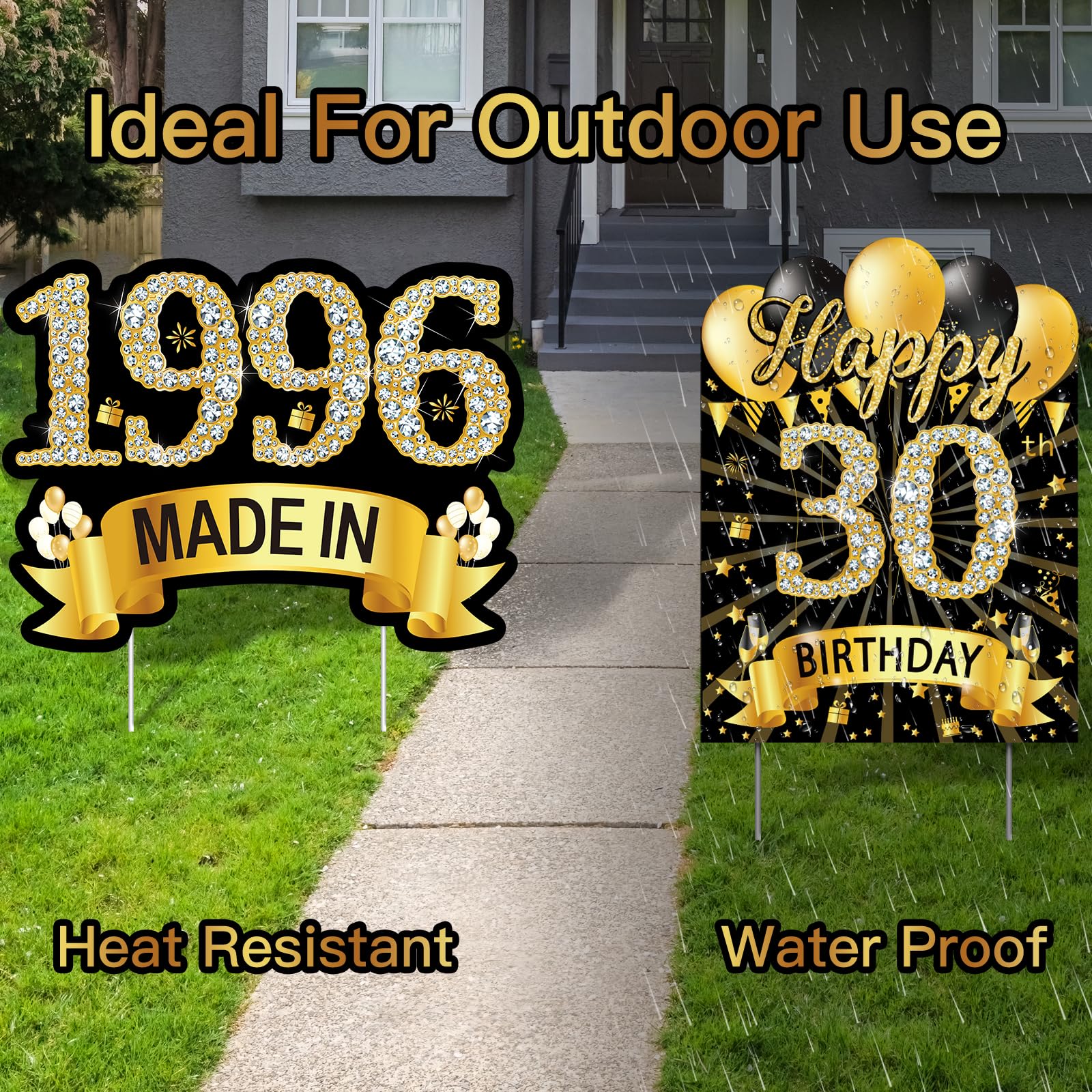 MOORAY Balloons, stars, and fireworks motif adds festive lawn ambiance