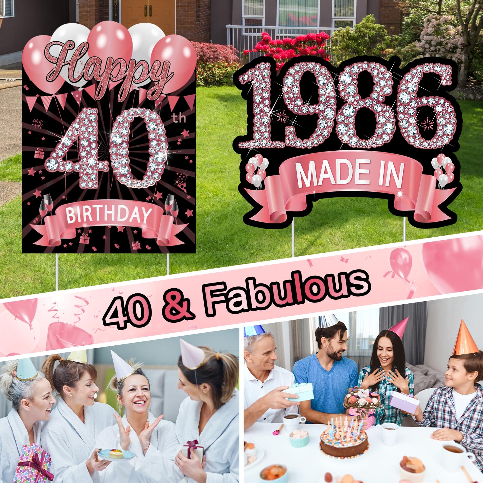 MOORAY birthday cake sign complements yard party decor
