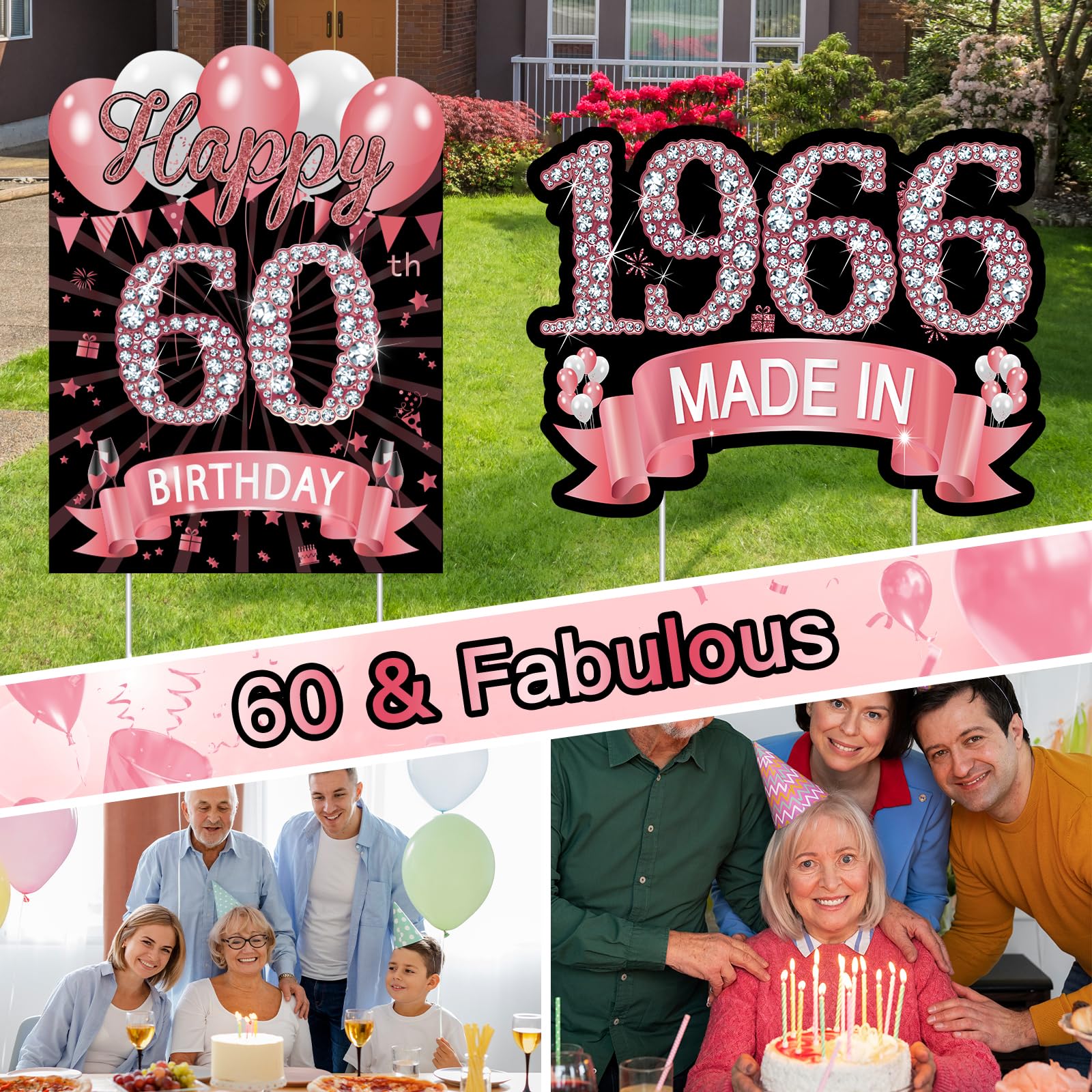MOORAY birthday cake sign enhances yard or table setup